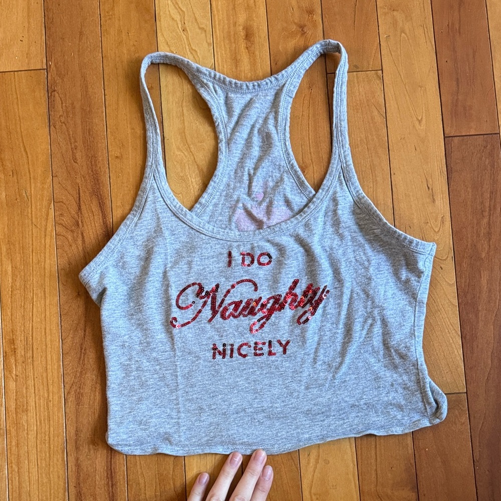 Victoria's Secret Gray Embroidered Sleep Tank Top